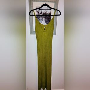 Moon River Olive Green Midi Dress